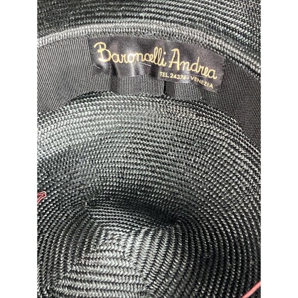Vintage Baroncelli Andrea flat crown upturn fedora straw hat Bergere main image 5